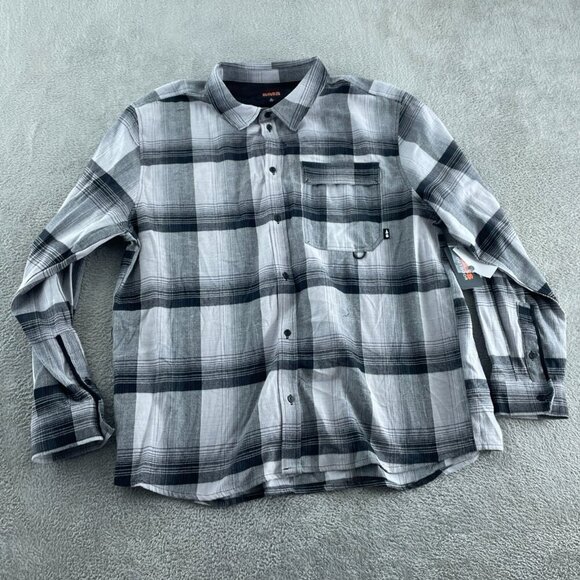Bass Outdoor Heather Grey Stretch Flannel Shirt XL Plaid Button-Up NWT 4384 - Picture 1 of 10